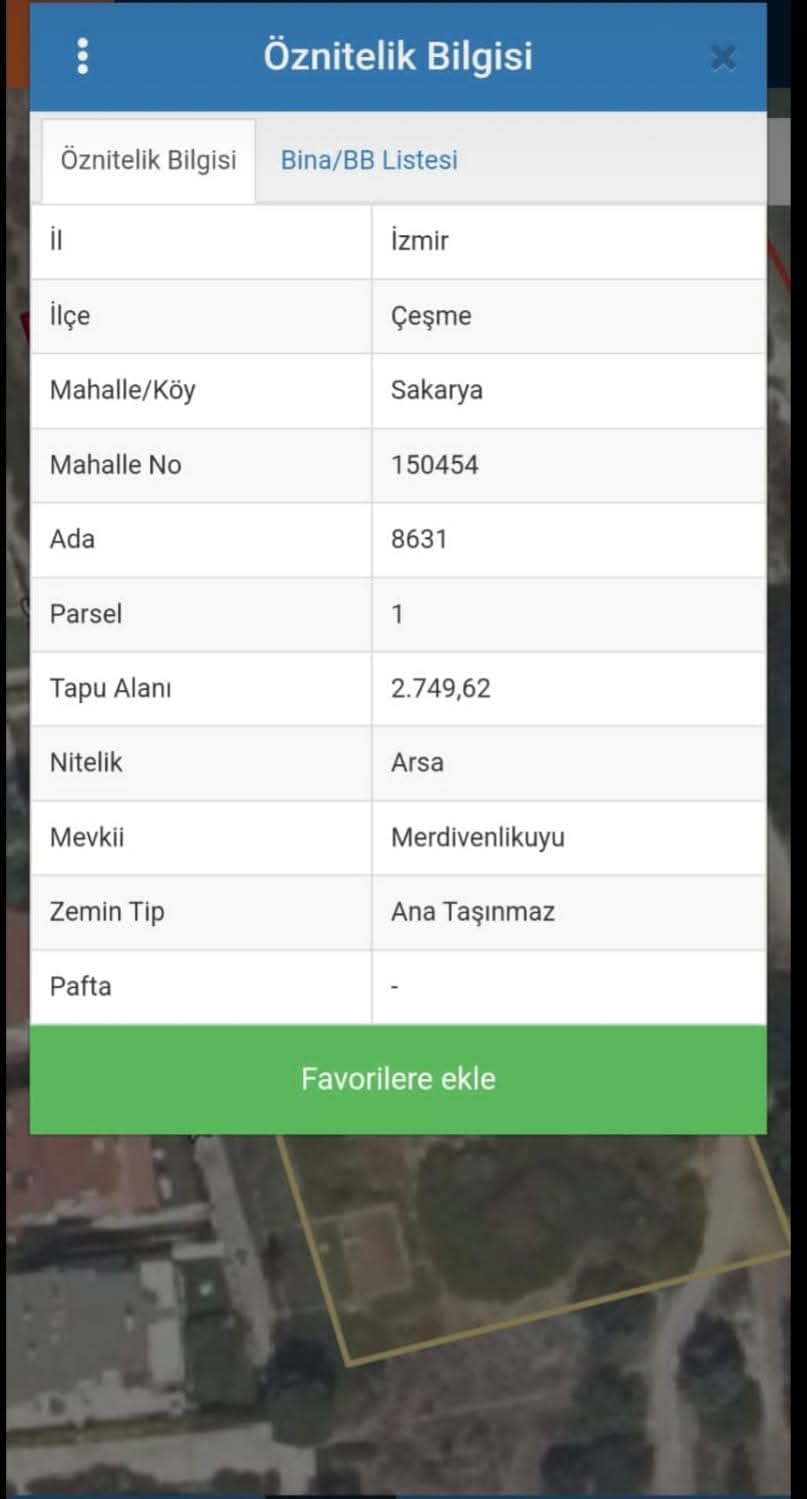 İZMİR İLİ ÇEŞME İLÇESİ SAKARYA MAH.DENİZE SIFIR İMARLI 